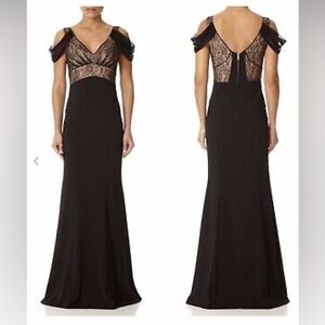 Forever Unique Nude & Black Lace Evening Dress